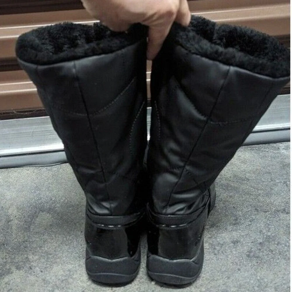 Coastal Winter Weatherproof Faux Fur Snow Boots Black Waterproof Women's Size 9M
